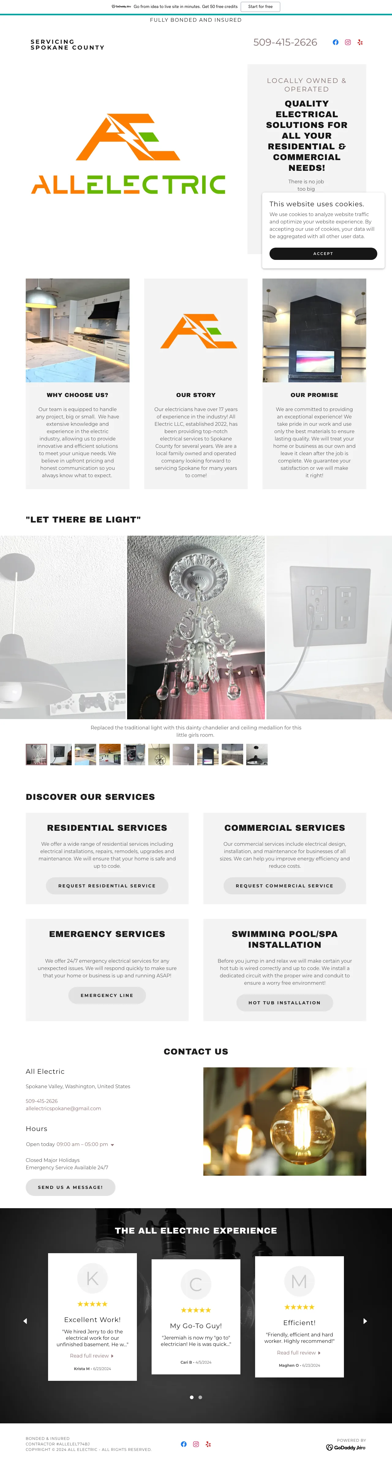 Screenshot of the original All Electric Spokane website