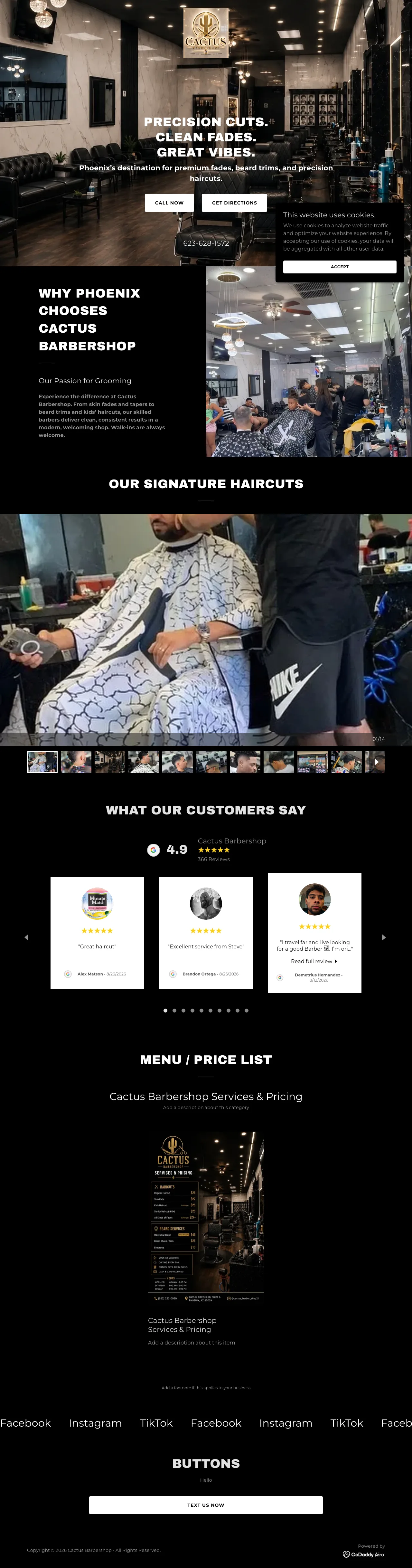 Screenshot of the original Cactus Barbershop website