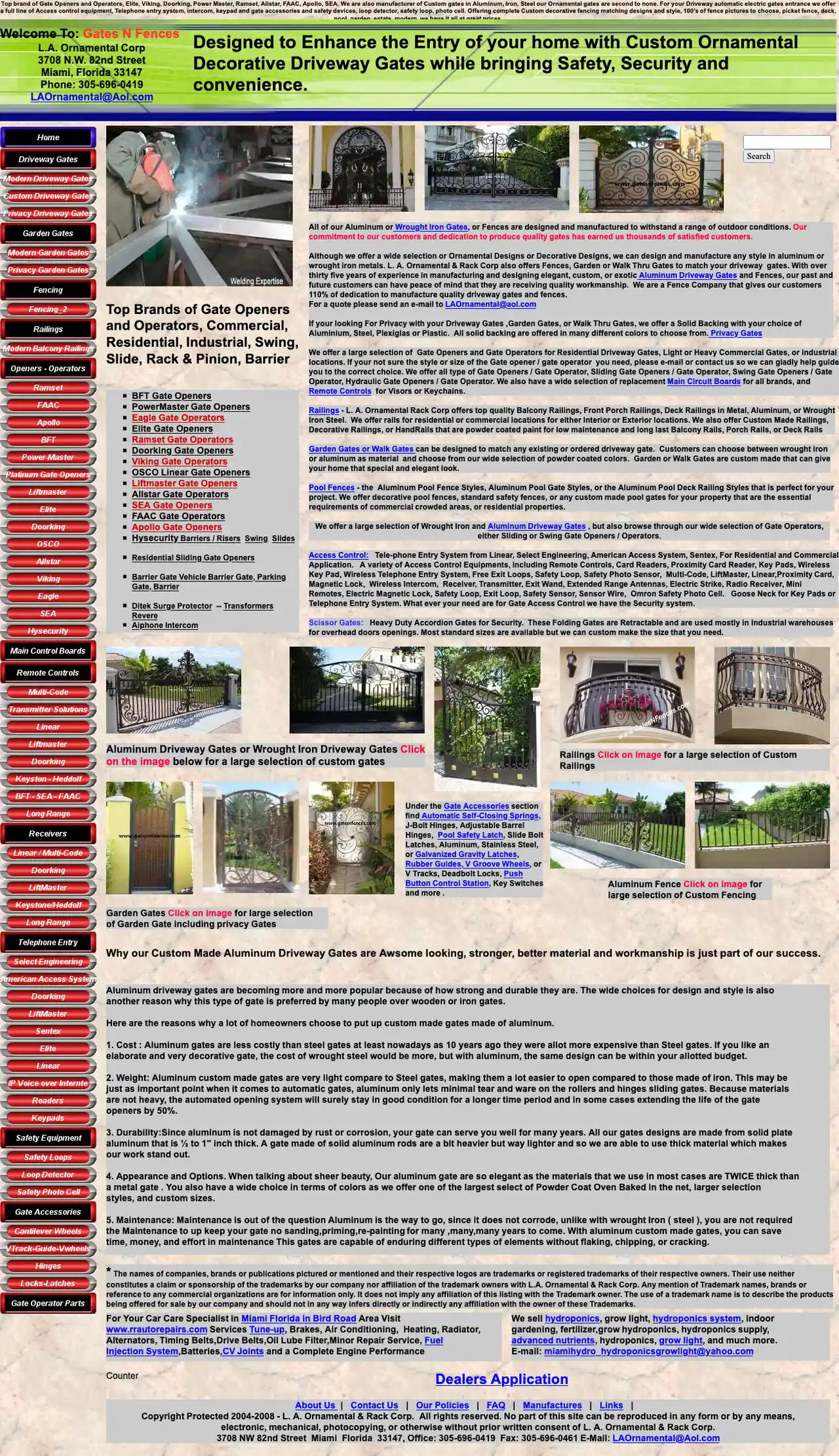Screenshot of the original Gates N Fences website